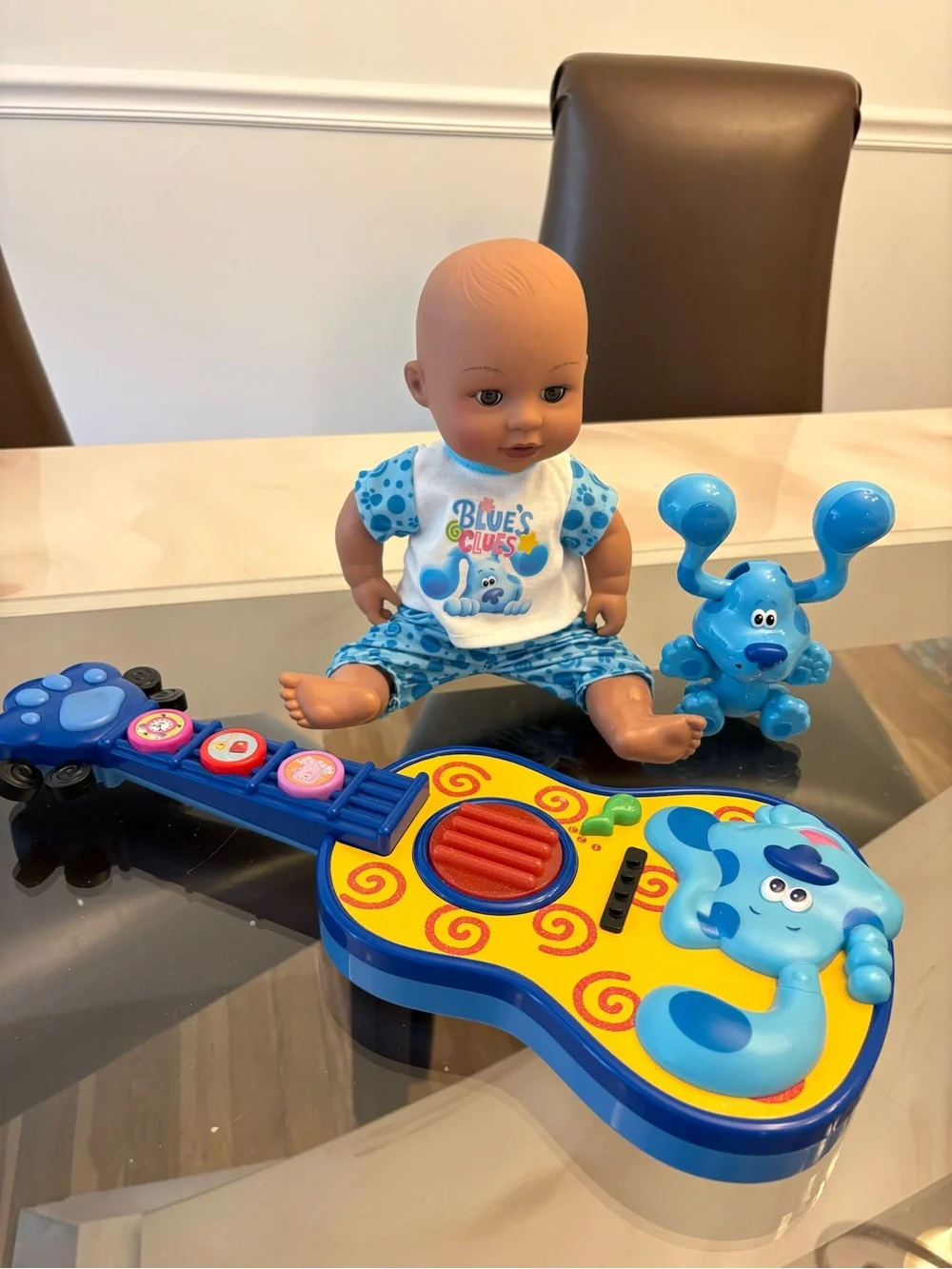 Blue's Clues Musical Toy Guitar w/ Blue Figure & Baby Doll Battery Operated 2003